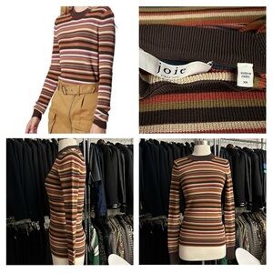 NWOT Joie Reser Brown Striped Sweater Size XS